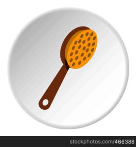 Pedicure tool with wooden handle icon in flat circle isolated on white background vector illustration for web. Pedicure tool with wooden handle icon circle