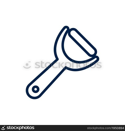 Peeler icon, sign of kitchen utensils. Cookware pictogram isolated on white color, transparent background. Vector icon shape. Peeler simple symbol closeup.