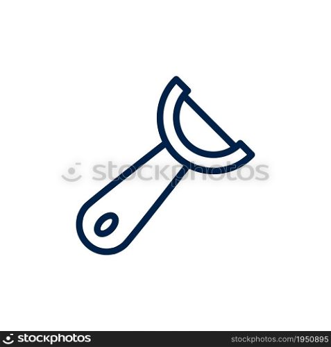 Peeler icon, sign of kitchen utensils. Cookware pictogram isolated on white color, transparent background. Vector icon shape. Peeler simple symbol closeup.