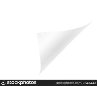Peeling corner. Curled edge mockup. Paper fold isolated on white background. Peeling corner. Curled edge mockup. Paper fold