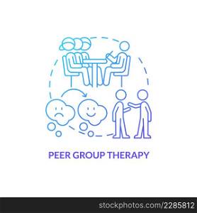 Peer group therapy blue gradient concept icon. Interpersonal skills. Conduct disorder treatment abstract idea thin line illustration. Isolated outline drawing. Myriad Pro-Bold fonts used. Peer group therapy blue gradient concept icon