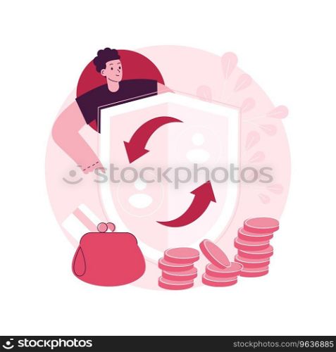 Peer-to-Peer insurance abstract concept vector illustration. P2P collaborative social risk insurance product, self-governing business model, fill a claim and get paid out online abstract metaphor.. Peer-to-Peer insurance abstract concept vector illustration.