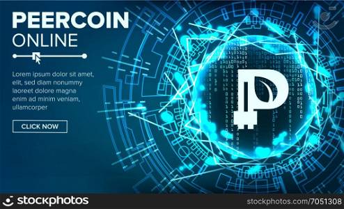 Peercoin Abstract Technology Background Vector. Binary Code. Fintech Blockchain. Cryptography. Cryptocurrency Mining Concept Illustration.. Peercoin Abstract Technology Background Vector. Binary Code. Fintech Blockchain. Cryptography. Cryptocurrency Mining Concept