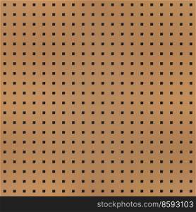 Peg board with square holes, seamless pattern of pegboard background. Realistic vector peg board or wall grid of metal or wood texture with perforated holes for hooks, workshop pegboard tile pattern. Peg board with square holes, seamless pattern