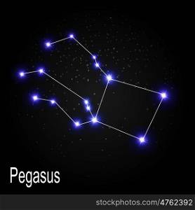 Pegasus Constellation with Beautiful Bright Stars on the Background of Cosmic Sky Vector Illustration EPS10. Pegasus Constellation with Beautiful Bright Stars on the Backgro