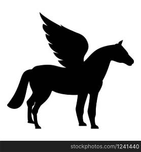 Pegasus Winged horse silhouette Mythical creature Fabulous animal icon black color vector illustration flat style simple image. Pegasus Winged horse silhouette Mythical creature Fabulous animal icon black color vector illustration flat style image