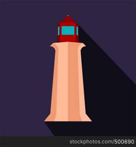 Peggy Cove Lighthouse, Nova Scotia, Canada icon in flat style on a violet background . Peggy Cove Lighthouse, Nova Scotia, Canada