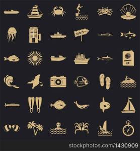 Pelagic icons set. Simple set of 36 pelagic vector icons for web for any design. Pelagic icons set, simple style