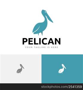 Pelican Exotic Bird Simple Flat Logo Symbol Template