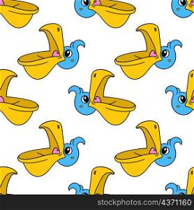 pelican head opens mouth seamless pattern textile print