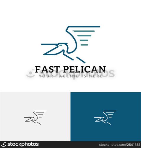 Pelican Open Beak Fly Fast Delivery Service Monoline Logo