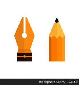 pen and pencil tip color icons in flat style. pen and pencil tip color icons in flat