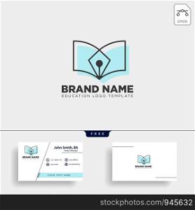 pen book learning line logo template vector illustration icon element isolated with business card - vector. pen book learning line logo template vector illustration