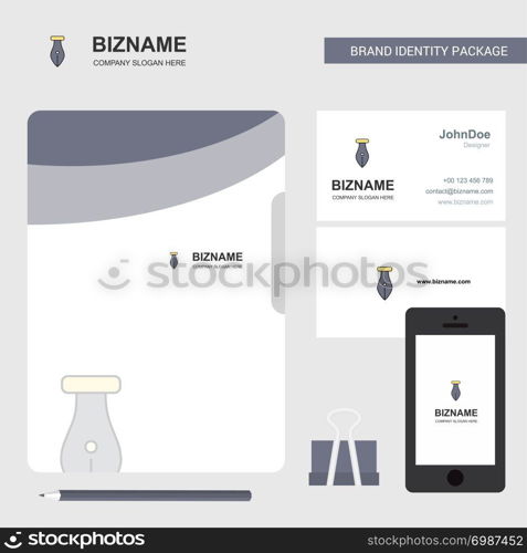 Pen Business Logo, File Cover Visiting Card and Mobile App Design. Vector Illustration