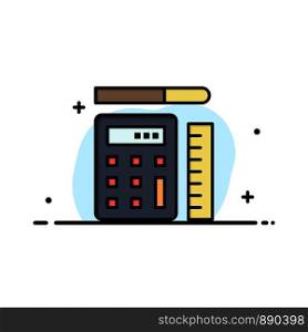 Pen, Calculator, Scale, Education Business Logo Template. Flat Color