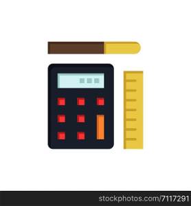 Pen, Calculator, Scale, Education Flat Color Icon. Vector icon banner Template