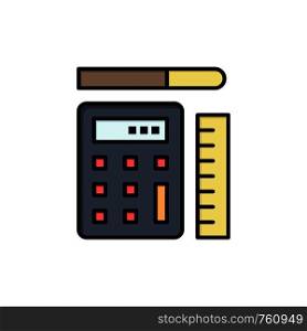 Pen, Calculator, Scale, Education Flat Color Icon. Vector icon banner Template
