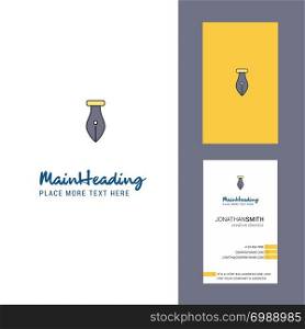 Pen Creative Logo and business card. vertical Design Vector