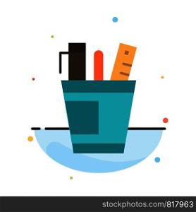 Pen, Desk, Office, Organizer, Supplies, Supply, Tools Abstract Flat Color Icon Template