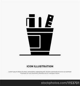 Pen, Desk, Office, Organizer, Supplies, Supply, Tools solid Glyph Icon vector