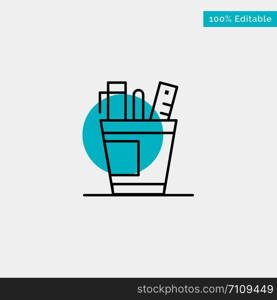 Pen, Desk, Office, Organizer, Supplies, Supply, Tools turquoise highlight circle point Vector icon