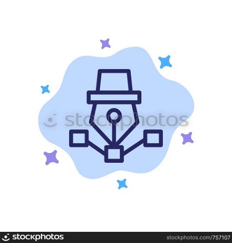Pen, Drawing, Art, Design, Draw Blue Icon on Abstract Cloud Background