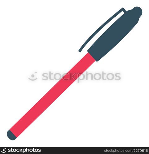 Pen flat icon. Red plastic writing tool isolated on white background. Pen flat icon. Red plastic writing tool