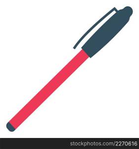 Pen flat icon. Red plastic writing tool isolated on white background. Pen flat icon. Red plastic writing tool
