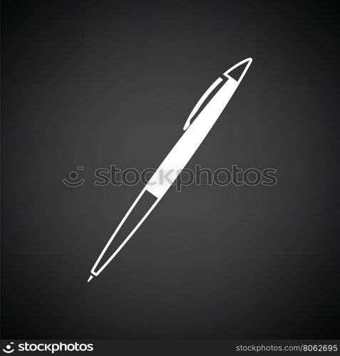 Pen icon. Black background with white. Vector illustration.
