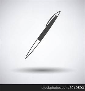 Pen icon on gray background, round shadow. Vector illustration.