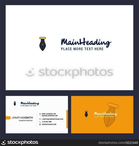 Pen Logo design with Tagline & Front and Back Busienss Card Template. Vector Creative Design