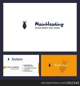 Pen Logo design with Tagline & Front and Back Busienss Card Template. Vector Creative Design