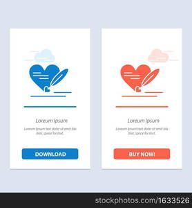 Pen, Love, Heart, Wedding  Blue and Red Download and Buy Now web Widget Card Template