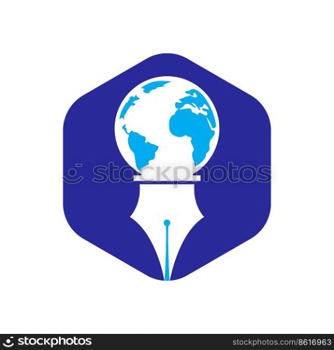 Pen nib and globe logo vector. Education Logo. Institutional and educational vector logo design.	