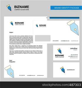 Pen nib Business Letterhead, Envelope and visiting Card Design vector template