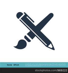 Pen/Pencil and Paint Brush Icon Vector Logo Template Illustration Design. Vector EPS 10.