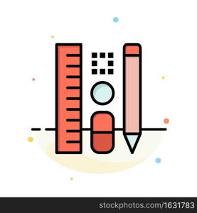 Pen, Pencil, Scale, Education Abstract Flat Color Icon Template