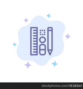 Pen, Pencil, Scale, Education Blue Icon on Abstract Cloud Background