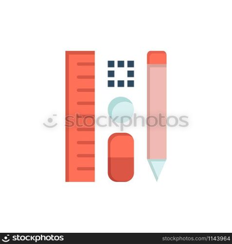 Pen, Pencil, Scale, Education Flat Color Icon. Vector icon banner Template