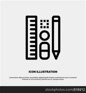 Pen, Pencil, Scale, Education Vector Line Icon