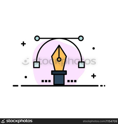 Pen, Pencil, Text, Education Business Logo Template. Flat Color