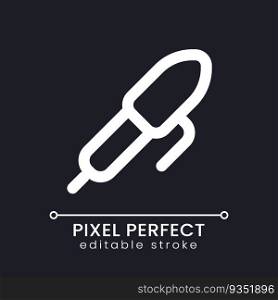 Pen pixel perfect white linear ui icon for dark theme. Text typing. Communication online. Vector line pictogram. Isolated user interface symbol for night mode. Editable stroke. Poppins font used. Pen pixel perfect white linear ui icon for dark theme