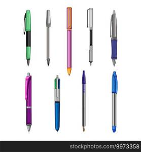 pen set cartoon. business ink, office pencil, stationery ballpoint, metal education, tool pen vector illustration. pen set cartoon vector illustration