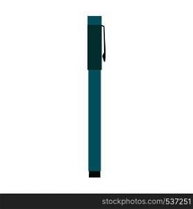 Pen symbol vector concept isolated ink equipment icon closeup. Blue office stationery