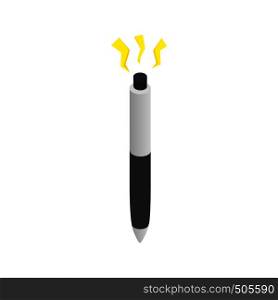 Pen with disappearing ink icon in isometric 3d style on a white background. Pen with disappearing ink icon, isometric 3d style