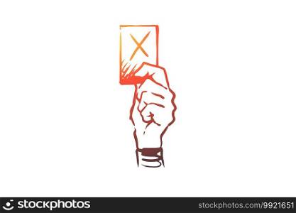 Penalty, judge, punishment, law, symbol concept. Hand drawn card as symbol of penalty concept sketch. Isolated vector illustration.. Penalty, judge, punishment, law, symbol concept. Hand drawn isolated vector.