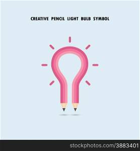 Pencil and light bulb on background. Education concept. Vector illustration
