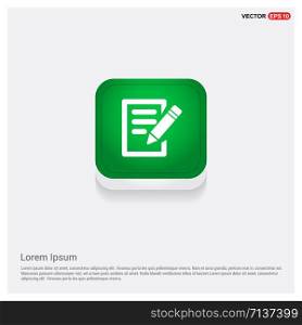 Pencil and Note IconGreen Web Button - Free vector icon