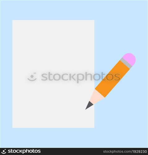 Pencil and paper. Colored background. Education concept. Realistic design. Flat art. Vector illustration. Stock image. EPS 10.. Pencil and paper. Colored background. Education concept. Realistic design. Flat art. Vector illustration. Stock image.