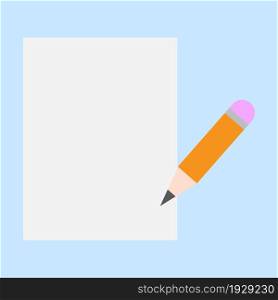 Pencil and paper. Colored background. Education concept. Realistic design. Flat art. Vector illustration. Stock image. EPS 10.. Pencil and paper. Colored background. Education concept. Realistic design. Flat art. Vector illustration. Stock image.